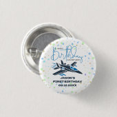 ボーイファースト誕生日ジェット戦闘機ブルーホワイト 缶バッジ (正面&裏面)