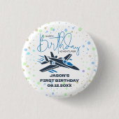 ボーイファースト誕生日ジェット戦闘機ブルーホワイト 缶バッジ (正面)