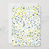 ボーイファースト誕生日ネイビーハートバルーン紙吹雪 招待状 (裏面)