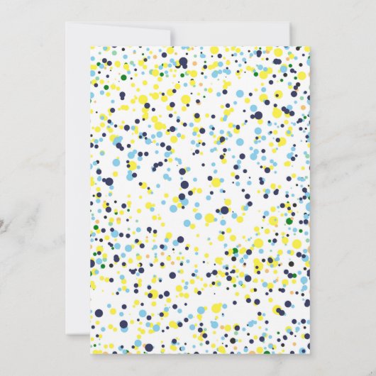 ボーイファースト誕生日ネイビーハートバルーン紙吹雪 招待状 (裏面)