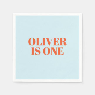 ボーイファースト誕生日ブルーとレッドモダン スタンダードカクテルナプキン