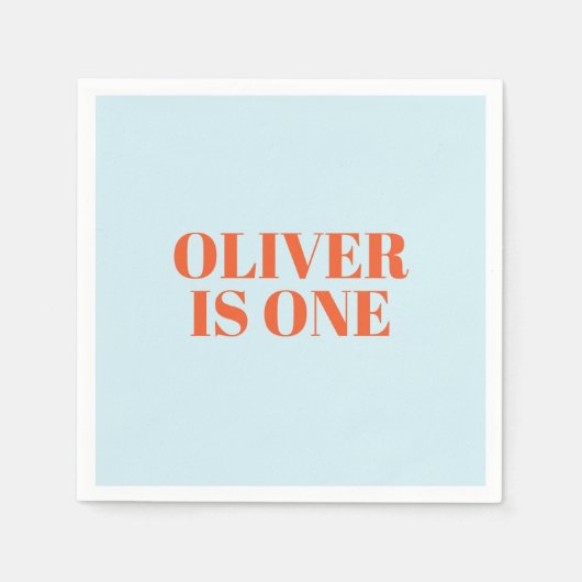 ボーイファースト誕生日ブルーとレッドモダン スタンダードカクテルナプキン (正面)