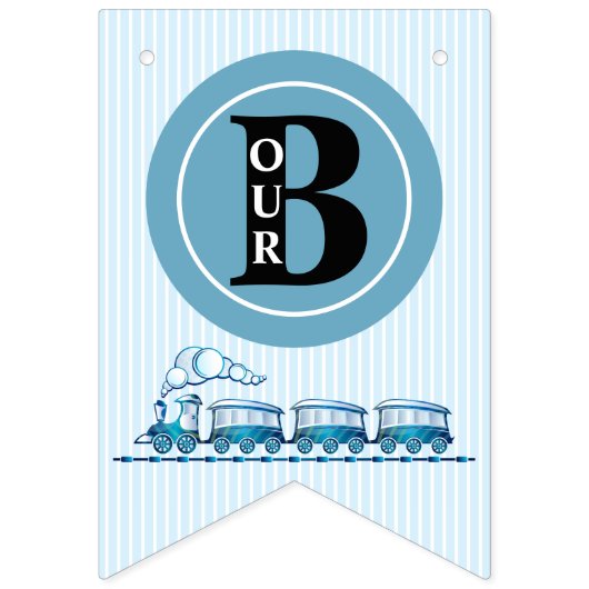 ボーイファースト誕生日ブルートレイン バンティングフラッグ (第1の旗)