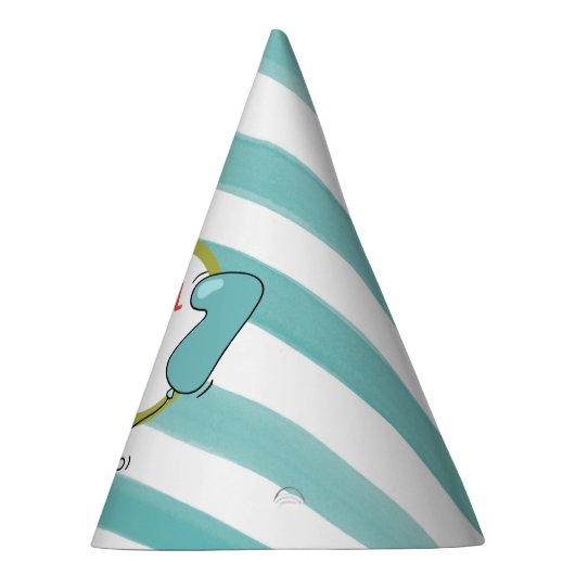 ボーイファースト誕生日気球をテーマにした水彩 パーティーハット (右)