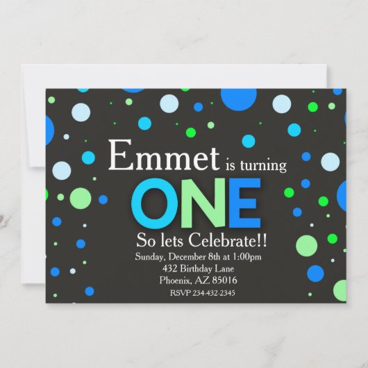 ボーイファースト青緑の黒板 招待状 (正面)