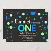 ボーイファースト青緑の黒板 招待状 (正面/裏面)