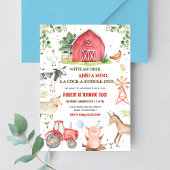 ボーイファームアニマルズボーイズ納屋周囲の庭誕生日パーティー 招待状