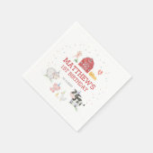 ボーイファームアニマルズレッド誕生日 スタンダードカクテルナプキン (角)