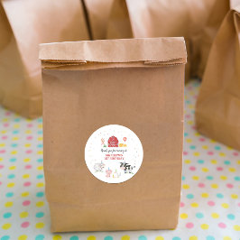 ボーイファームアニマルズレッド誕生日 ラウンドシール