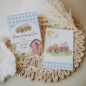 ボーイファームアニマルズ納屋周囲の庭誕生日招待状 招待状