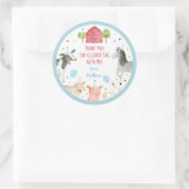 ボーイファームアニマル納屋周囲の庭誕生日 ラウンドシール (バッグ)