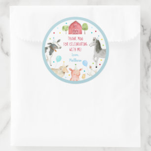 ボーイファームアニマル納屋周囲の庭誕生日 ラウンドシール