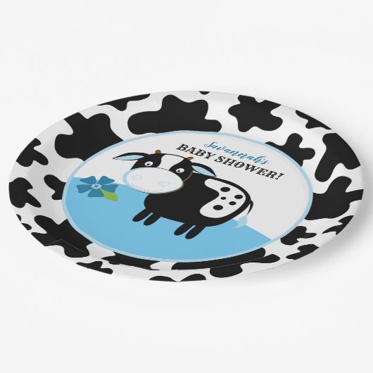 ボーイファームカウベビーシャワー紙プレート ペーパープレート (アングル)