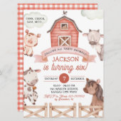 ボーイファームパーティー動物誕生日招待状 招待状 (正面/裏面)