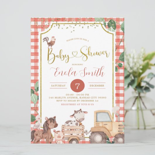 ボーイファームベビーシャワー招待状 招待状 (スタンド正面)