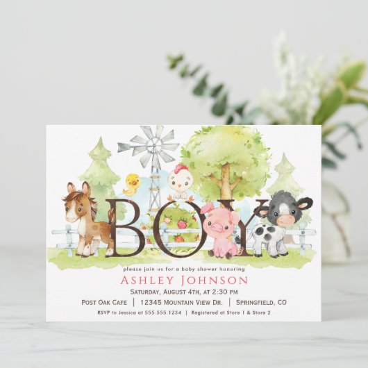 ボーイファームベビーシャワー招待状 招待状 (スタンド正面)