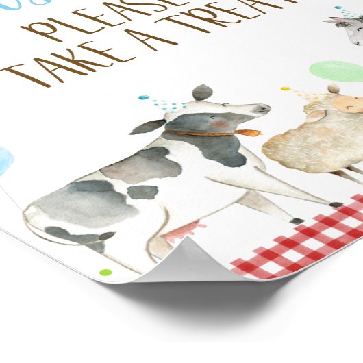 ボーイファームワンズスウィート誕生日トリートサイン ポスター (角)