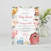 ボーイファーム動物納屋周囲の庭ベビーシャワー 招待状 (スタンド正面)