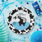 ボーイファーム牛誕生日紙プレート/任意の年齢 ペーパープレート (パーティー)