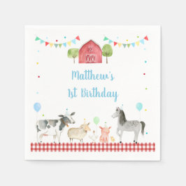 ボーイファーム納屋周囲の庭誕生日 スタンダードカクテルナプキン