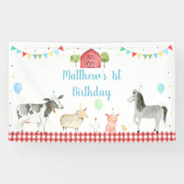 ボーイファーム納屋周囲の庭誕生日 横断幕