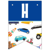 ボーイフォトカーズビークル模様キッド誕生日パーティー バンティングフラッグ (第2の旗)