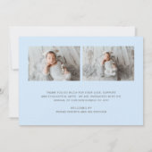 ボーイフォトコラージブルーシンプル誕生 案内状 (裏面)