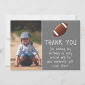 ボーイフォトサッカーボールキッド誕生日 サンキューカード (正面)