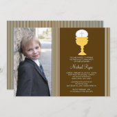 ボーイフォトファーストコミュニオン招待状チャリス 招待状 (正面/裏面)