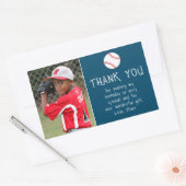 ボーイフォト野球ボールサンキュー誕生日 長方形シール (封筒)