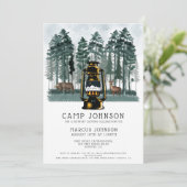 ボーイフォレストウッドランドキャンピングバースデーパーティー 招待状 (スタンド正面)