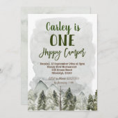 ボーイフォレストキャンピングファースト誕生日招待状 招待状 (正面/裏面)