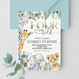 ボーイフォーエバーワイルドジャングルアニマルズ誕生日 招待状