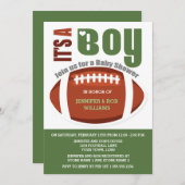 ボーイフットボールのカップル赤ちゃんシャワー招待状 招待状 (正面/裏面)