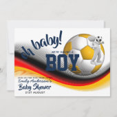 ボーイフットボールのサッカーベビーシャワー招待状ピンク 招待状 (正面)