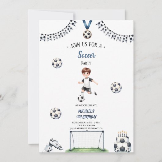 ボーイフットボールの誕生日の招待状 招待状 (正面)