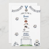 ボーイフットボールの誕生日の招待状 招待状 (正面/裏面)