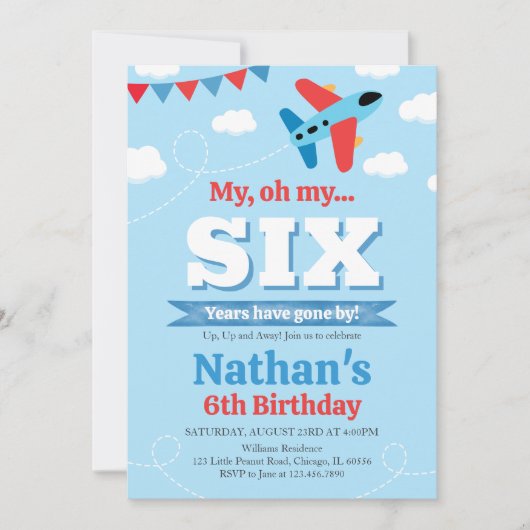 ボーイフライト誕生日 招待状 (正面)