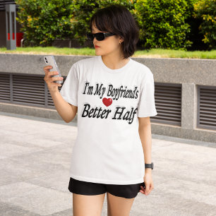 ボーイフレンドおもしろい引用文ブラック文字 Tシャツ