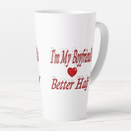 ボーイフレンドおもしろい引用文レッド文字 カフェラテマグ (右アングル)