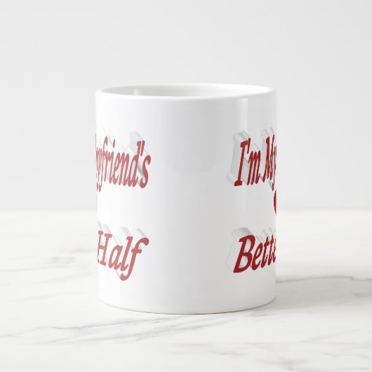 ボーイフレンドおもしろい引用文レッド文字 ジャンボコーヒーマグカップ (正面)