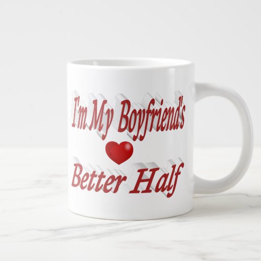 ボーイフレンドおもしろい引用文レッド文字 ジャンボコーヒーマグカップ (右)