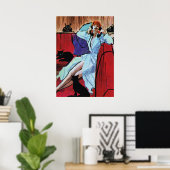 ボーイフレンドと話すレトロヴィンテージパルプカバーアート ポスター (ホームオフィス)