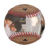 ボーイフレンドのバレンタインの贈り物の写真（背中）素朴な木 野球ボール (裏面)