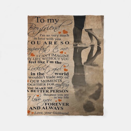 ボーイフレンドの引用文を愛する |おもしろいプレゼント フリースブランケット (正面)