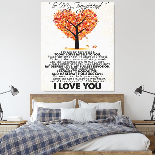 ボーイフレンドの引用文を愛する |トレンディー キャンバスプリント (インサイチュ (寝室))