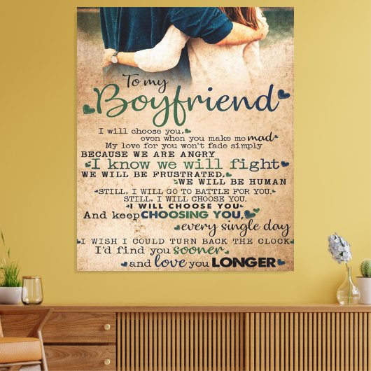 ボーイフレンドの引用文を愛する |トレンディー キャンバスプリント (インサイチュ (リビング))