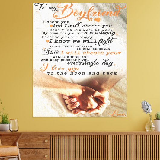 ボーイフレンドの引用文を愛する |トレンディー キャンバスプリント (インサイチュ (リビング))