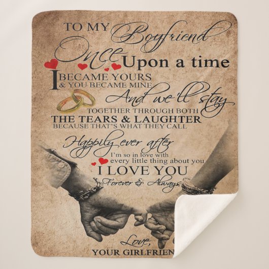 ボーイフレンドの引用文を愛する |夫への贈り物, bf シェルパブランケット (正面)