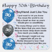 ボーイフレンドの詩30歳の誕生日 スクエアシール (正面)